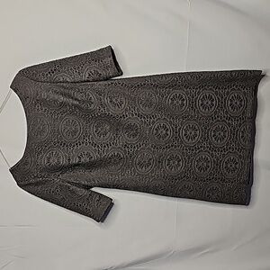 Adrianna Papell lace overlay shift gray dress sz 12